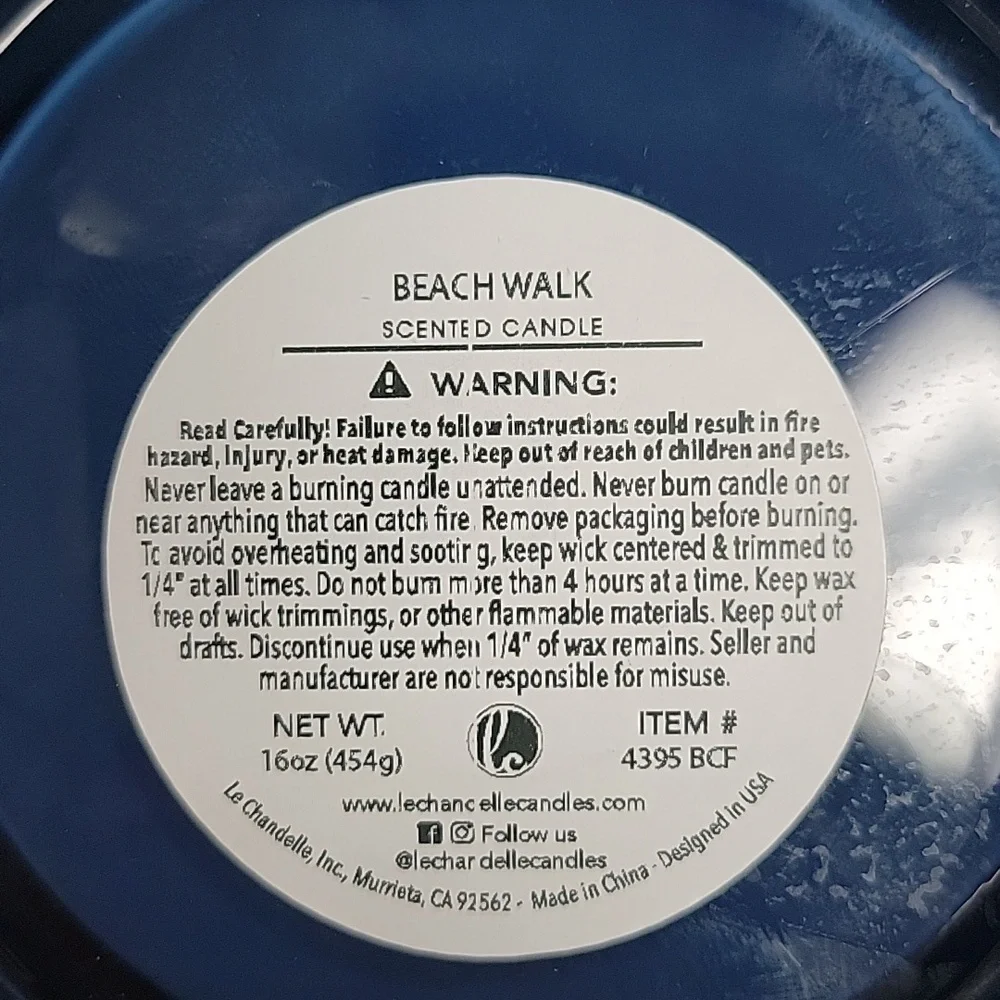 Blue Oasis Hand Poured Soy 16 oz Wax Candle in Beach Walk